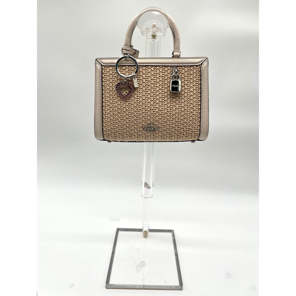 COACH Bag Charm Key Chain, Pink Rhinestone Crystal Heart - Picture 7 of 7